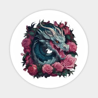 Dragon in a Wreath of Roses Magnet